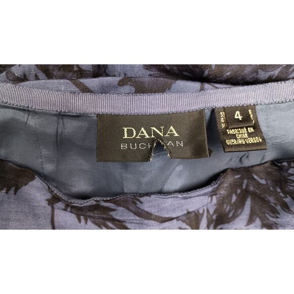 Dana Buchman Maxi Skirt Y2K Side Slit Blue Asian Print Size 4 Linen Silk Blend - Picture 7 of 13